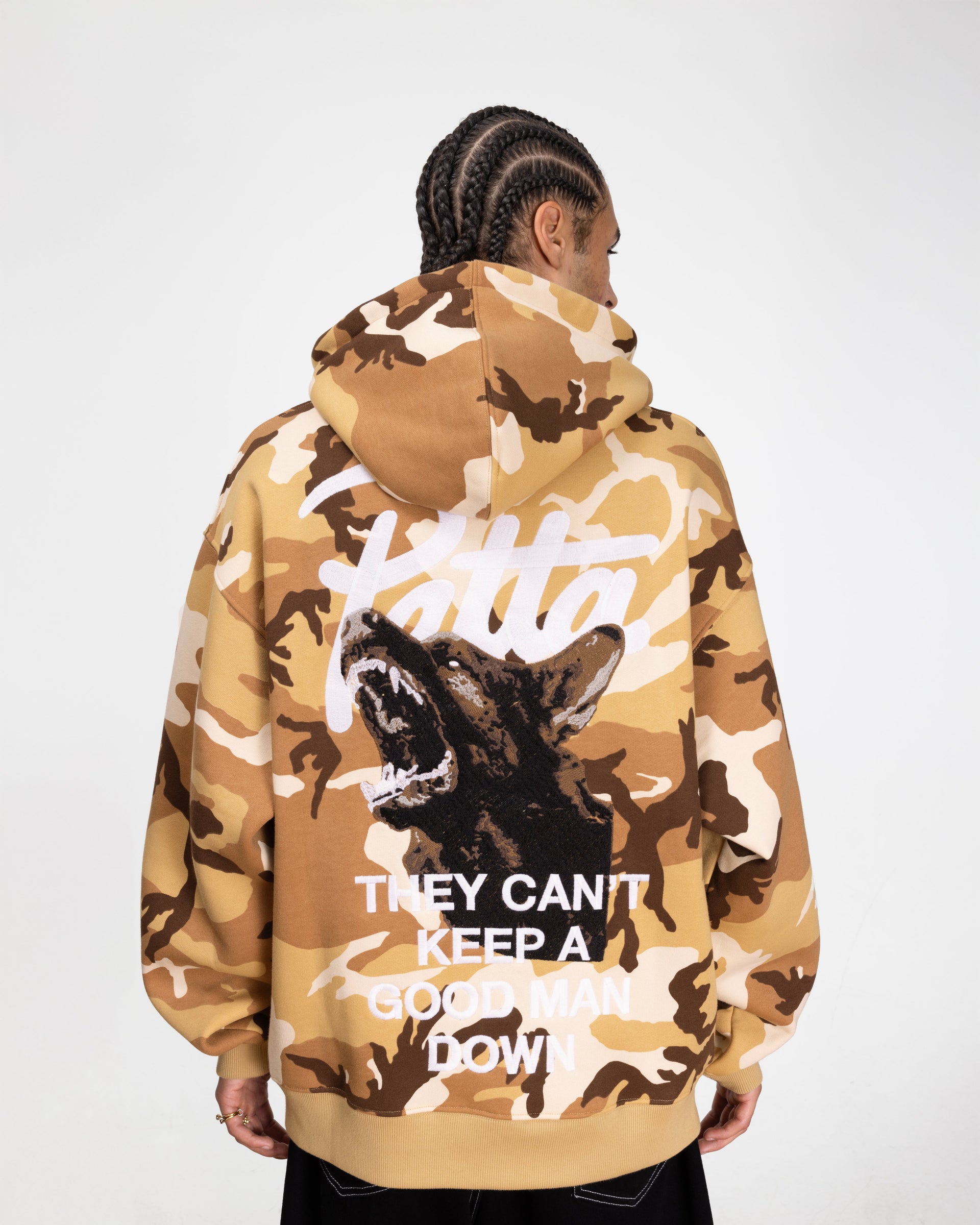 Patta Bark Woodland Camo Boxy Hooded Sweater (Sand Dollar)