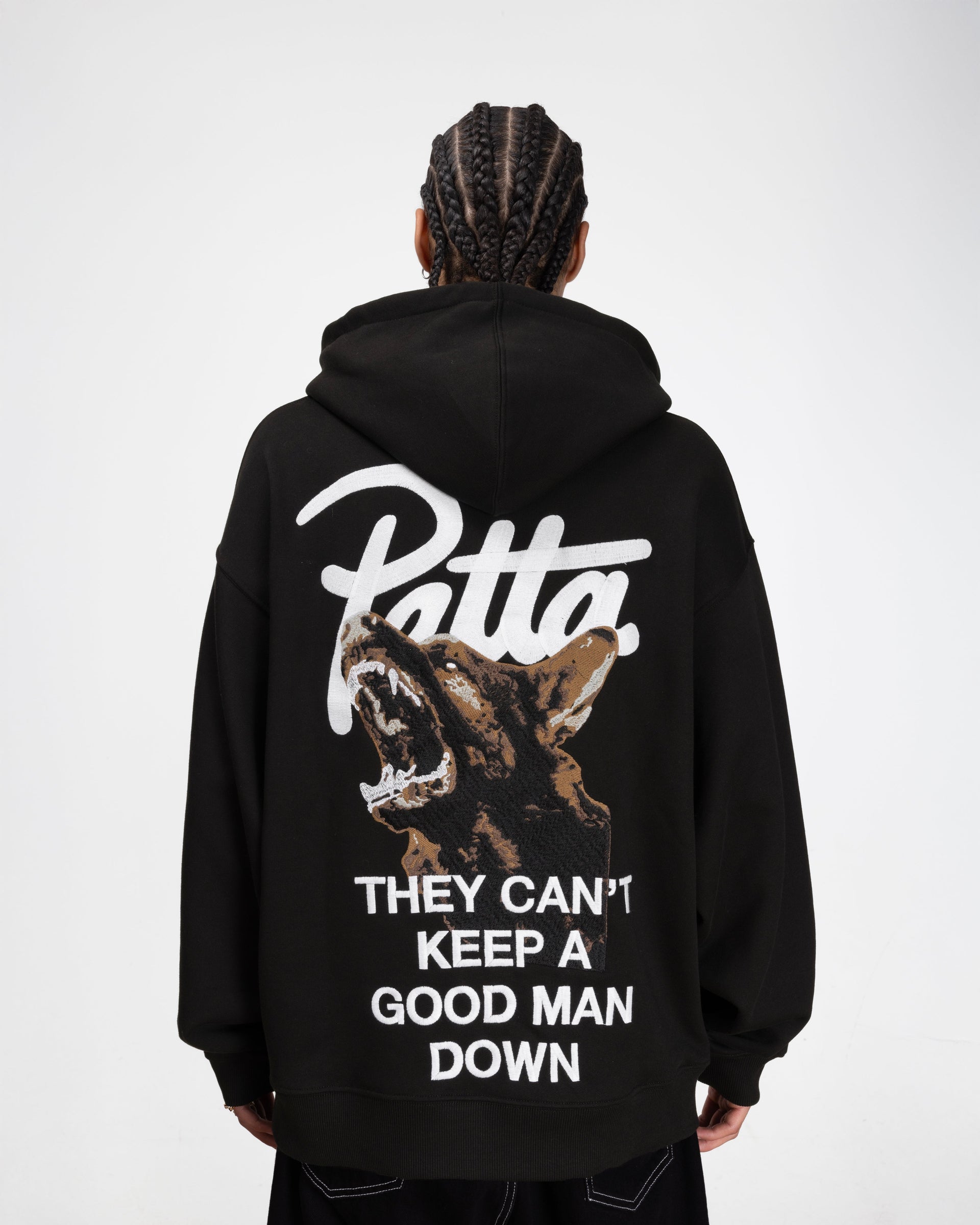 Patta Bark Boxy Hooded Sweater (Black)