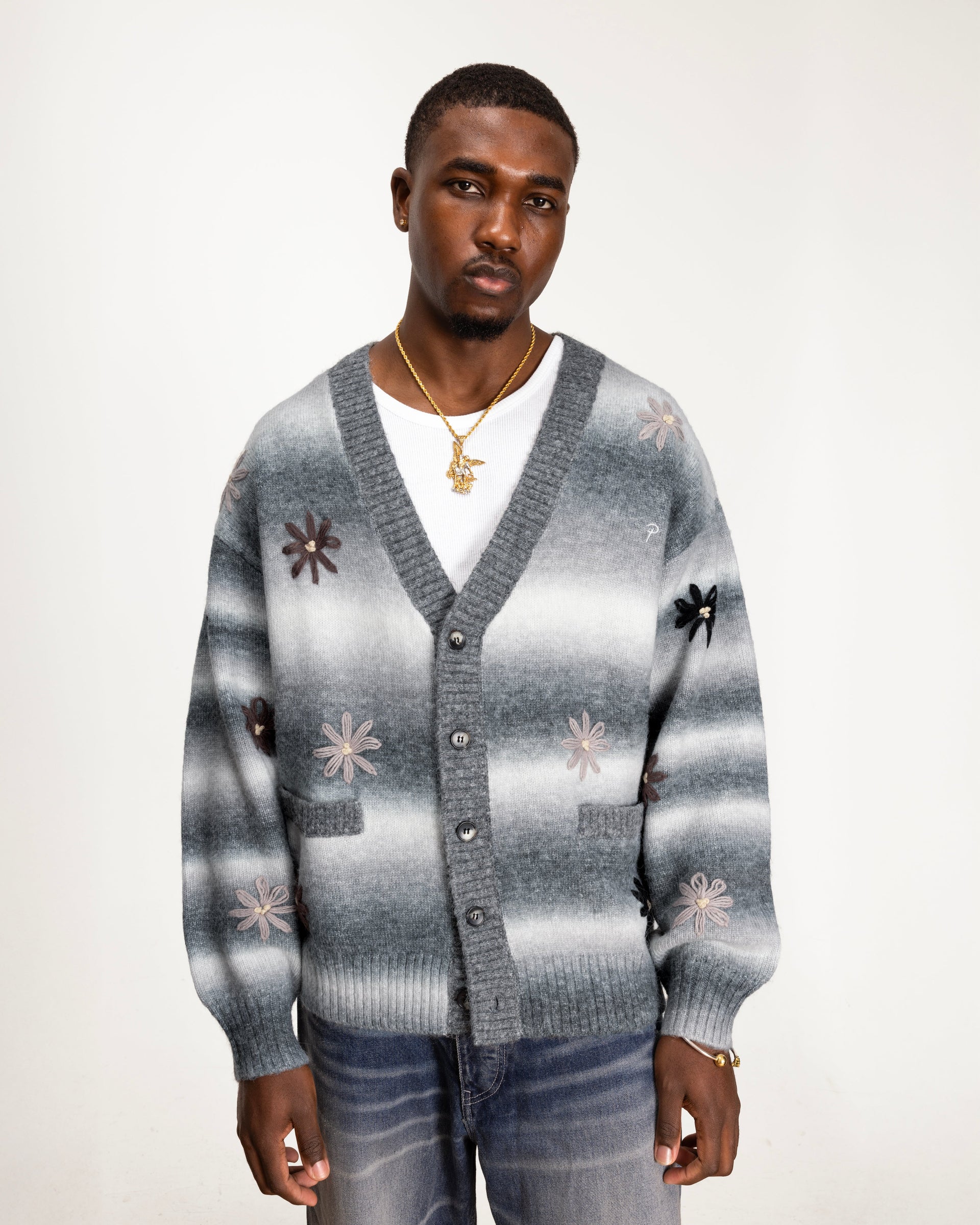 Patta Peace & Love Knitted Cardigan (Forged Iron)